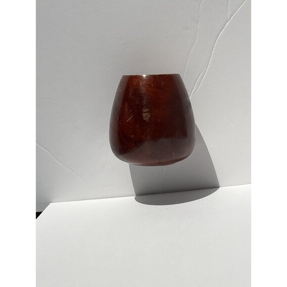 3.75” Petit Carved Wood Vase, Wall Snug Flat Side - Picture 14 of 16